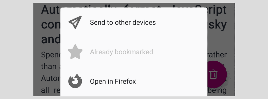 Android Firefox share menu